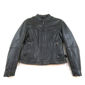 First Classics Black Leather Jacket Cafe Racer Biker Lined Thinsulate M